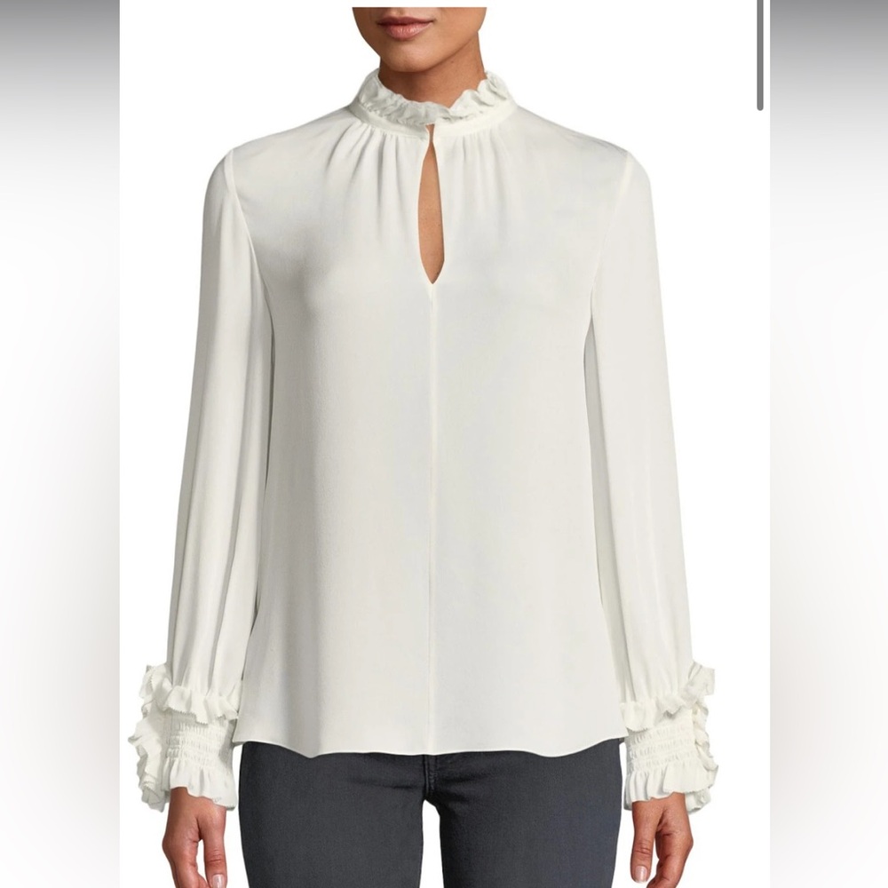 NWT Kobi Halperin Lexi ivory Stretch Silk Blouse M